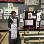student dressed as a war nurse
